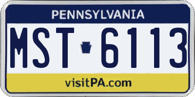 PA license plate MST6113