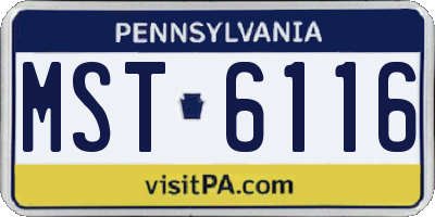 PA license plate MST6116