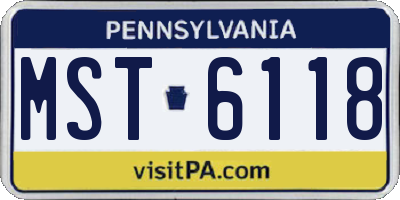 PA license plate MST6118