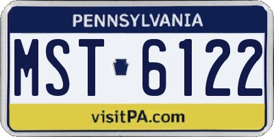 PA license plate MST6122