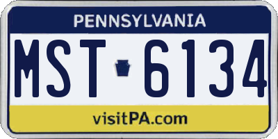 PA license plate MST6134