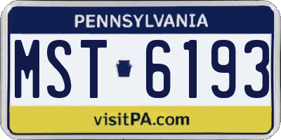 PA license plate MST6193
