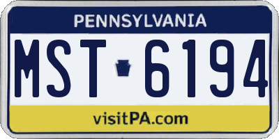 PA license plate MST6194