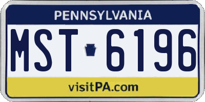 PA license plate MST6196
