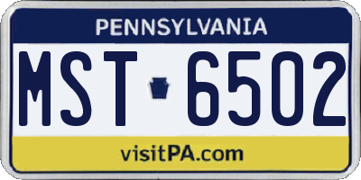PA license plate MST6502