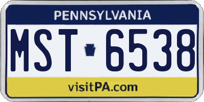PA license plate MST6538