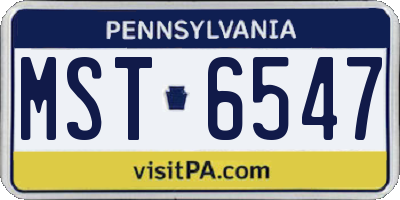 PA license plate MST6547