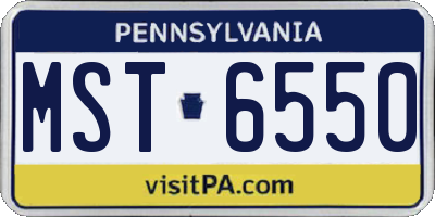 PA license plate MST6550