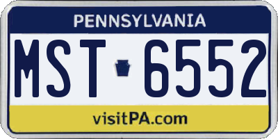 PA license plate MST6552