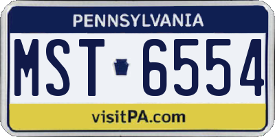 PA license plate MST6554