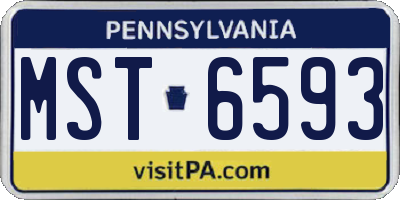 PA license plate MST6593