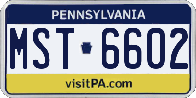 PA license plate MST6602