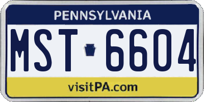 PA license plate MST6604