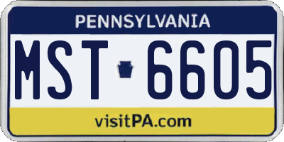 PA license plate MST6605