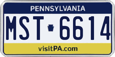 PA license plate MST6614