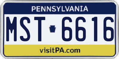 PA license plate MST6616