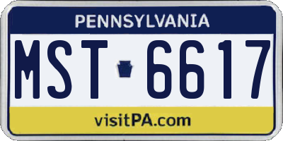 PA license plate MST6617