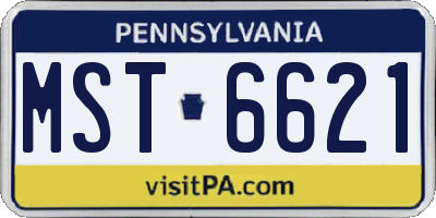 PA license plate MST6621