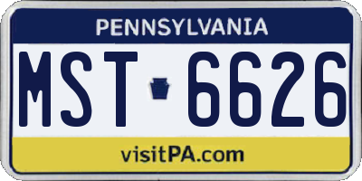 PA license plate MST6626