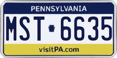 PA license plate MST6635
