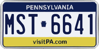 PA license plate MST6641