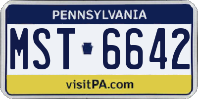 PA license plate MST6642