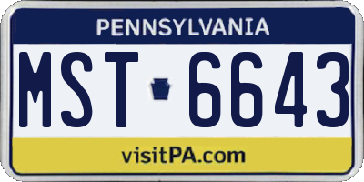 PA license plate MST6643