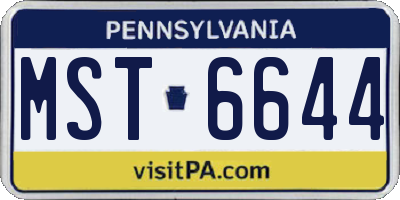 PA license plate MST6644