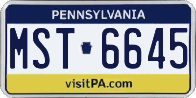 PA license plate MST6645
