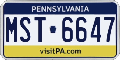 PA license plate MST6647