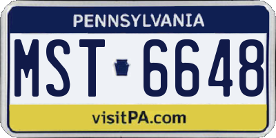 PA license plate MST6648