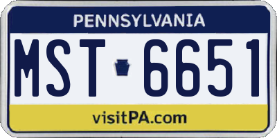 PA license plate MST6651