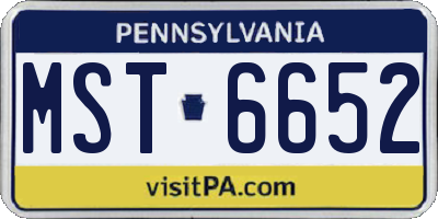 PA license plate MST6652