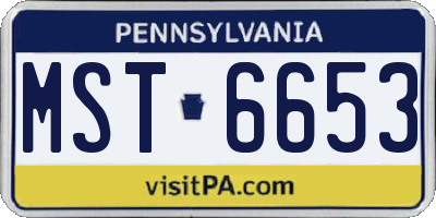 PA license plate MST6653
