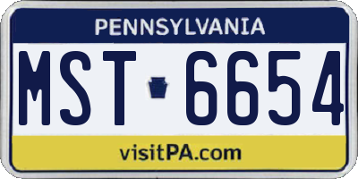 PA license plate MST6654