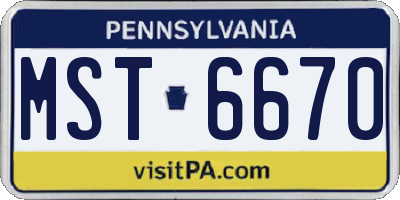 PA license plate MST6670
