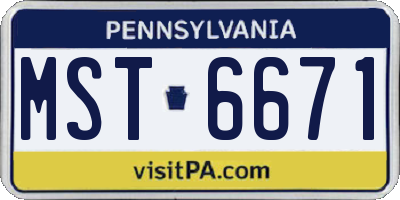 PA license plate MST6671