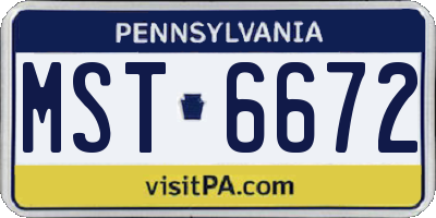 PA license plate MST6672