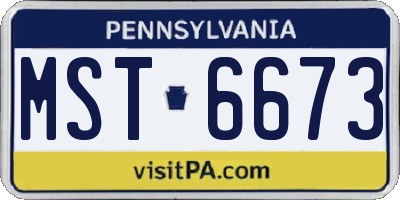 PA license plate MST6673