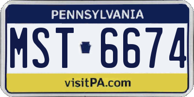 PA license plate MST6674