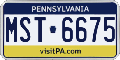 PA license plate MST6675