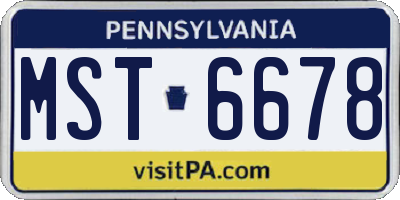 PA license plate MST6678