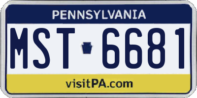 PA license plate MST6681