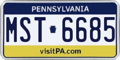 PA license plate MST6685