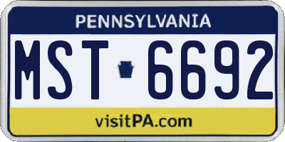 PA license plate MST6692
