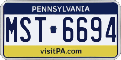 PA license plate MST6694