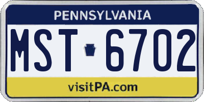 PA license plate MST6702