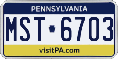 PA license plate MST6703