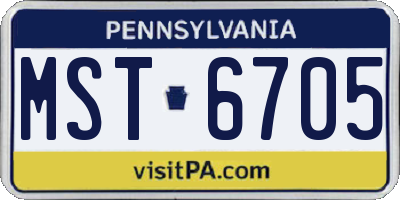 PA license plate MST6705