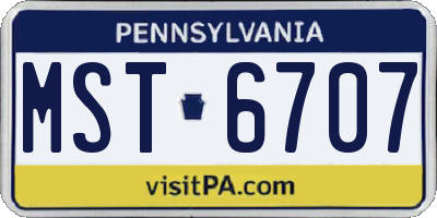 PA license plate MST6707